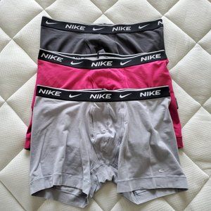 (3) Nike Dri-Fit Cotton Boxer Briefs (Light Gray/Pink/Dark Gray), Large